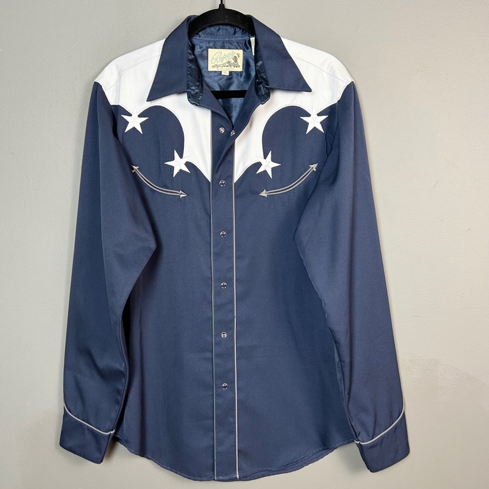 VTG 1970s Western Snap Shirt M Star Arrow Yoke Rockabilly Cowboy Roper